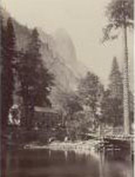 Hutchings Hotel, Yosemite Oil Painting by Carleton E. Watkins