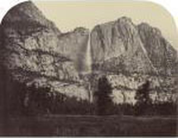 Yo Semite Falls--(front View) 2477 Ft. Oil Painting by Carleton E. Watkins