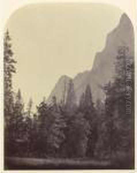 Outline View Of The Half Dome, 4967 Ft., Yosemite Oil Painting by Carleton E. Watkins