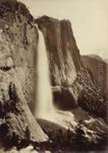 Upper Yosemite Falls From The Eagle Point Trail Oil Painting by Carleton E. Watkins