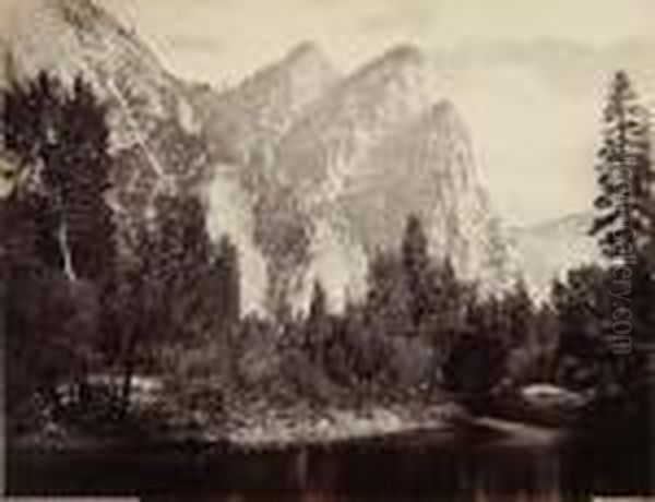 The Three Brothers, 3818 Feet, Yosemite, California Oil Painting by Carleton E. Watkins