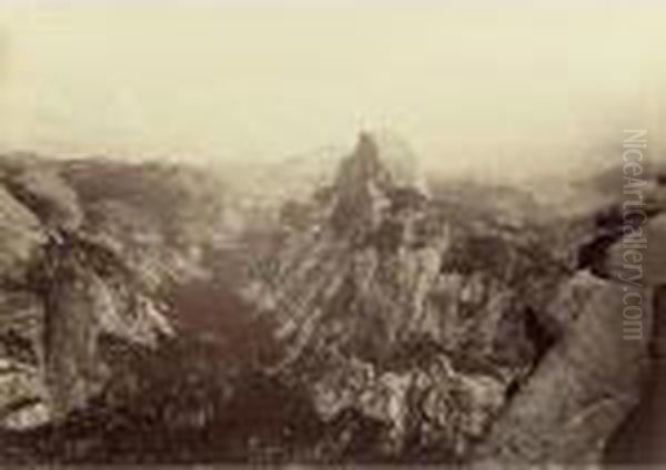 The Half Dome, From Glacier Point Yosemite Oil Painting by Carleton E. Watkins