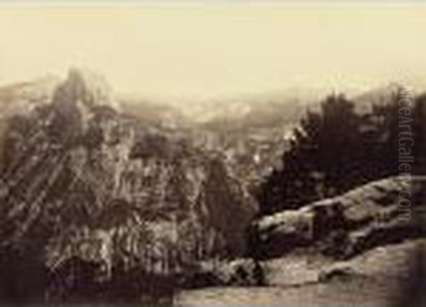 'the Half Dome, Vernal And Nevada Falls, From Glacier Point Yosemite