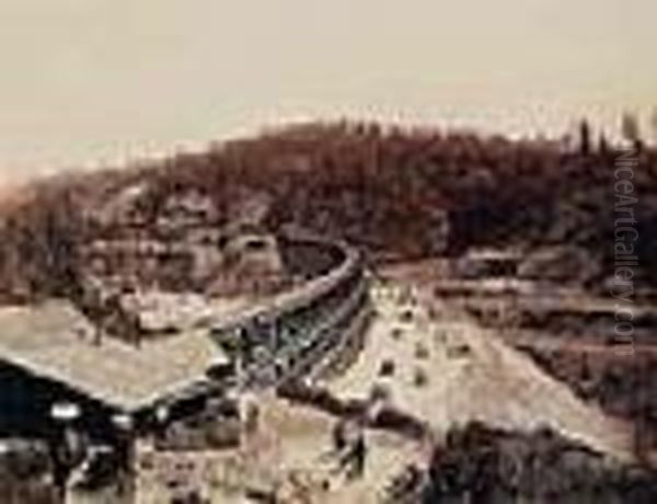 Secret Town Trestle Oil Painting by Carleton E. Watkins