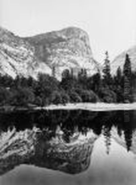 Mirror Lake Oil Painting by Carleton E. Watkins