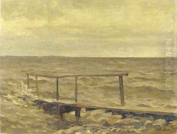 Het plankiertje the little jetty Oil Painting by Willem Bastiaan Tholen