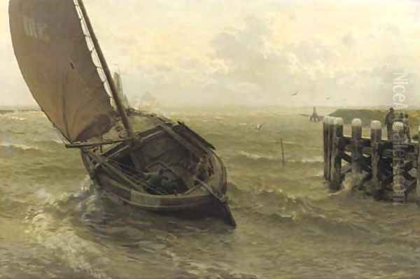 Leaving the Buitenhaven in full sail, Veere Oil Painting by Willem Bastiaan Tholen