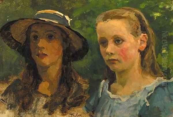 Portrait of the Arntzenius sisters Oil Painting by Willem Bastiaan Tholen