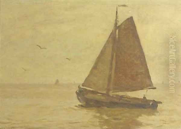 Sailing on open water Oil Painting by Willem Bastiaan Tholen