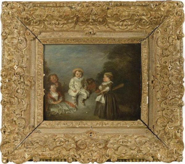 Group Of Children Oil Painting by Watteau, Jean Antoine