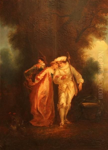 Lovers In A Garden Oil Painting by Watteau, Jean Antoine