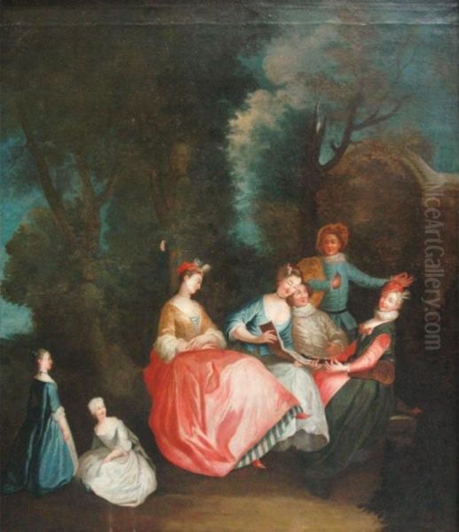 Garden Party Oil Painting by Watteau, Jean Antoine