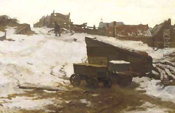 Winter Scheveningen beach in the snow Oil Painting by Willem Bastiaan Tholen