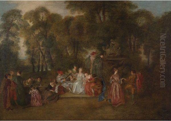 Fete Galante Oil Painting by Watteau, Jean Antoine