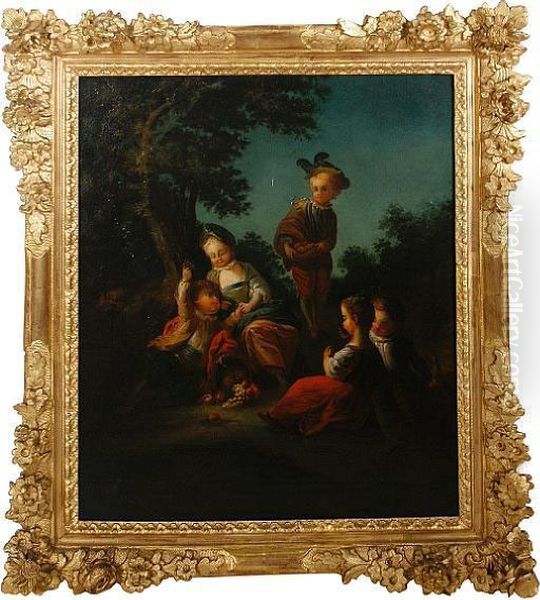 Children Gathering Fruit Oil Painting by Watteau, Jean Antoine