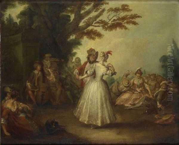 Un Menuet Oil Painting by Watteau, Jean Antoine