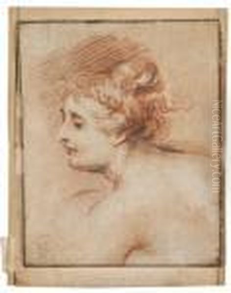 Etude De Tete De Femme, D'apres Rubens Oil Painting by Watteau, Jean Antoine