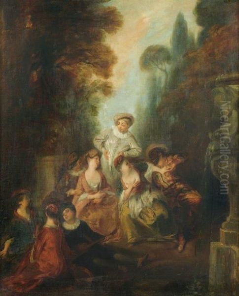 Les Comediens De La Commedia Dell'arte Oil Painting by Watteau, Jean Antoine