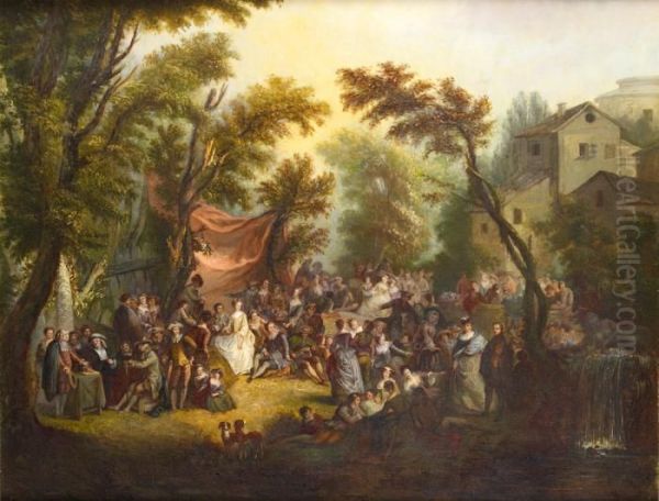 La Signature Du Contrat Ou La Noce De Village Oil Painting by Watteau, Jean Antoine