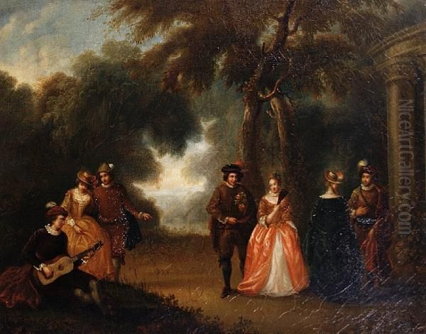 An Afternoon's Entertainment Oil Painting by Watteau, Jean Antoine