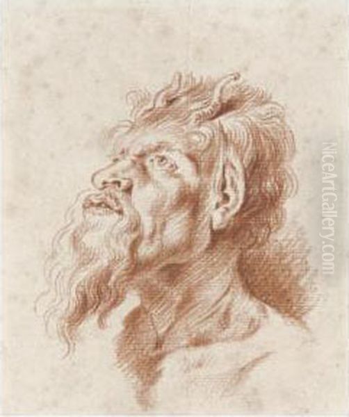 Head Of A Satyr, After Rubens Oil Painting by Watteau, Jean Antoine