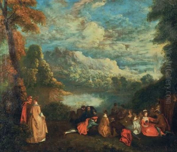 Scene Galante Oil Painting by Watteau, Jean Antoine