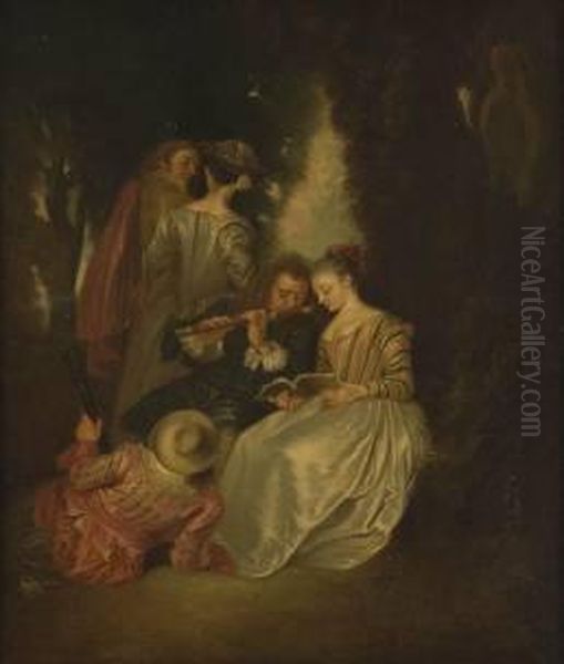 Scena Galante Oil Painting by Watteau, Jean Antoine