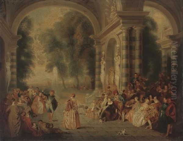 Les Plaisirs Du Bal Oil Painting by Watteau, Jean Antoine