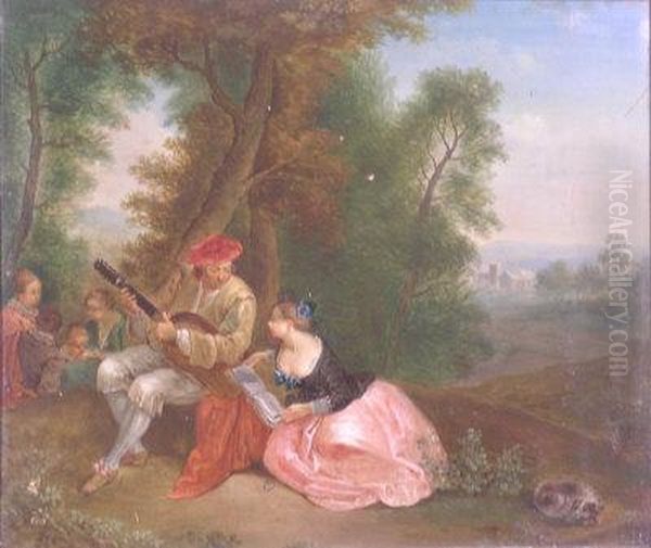 'la Gamme D'amour' Oil Painting by Watteau, Jean Antoine