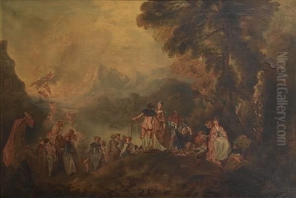 The Pilgrimage To The Island Of Cythera Oil Painting by Watteau, Jean Antoine