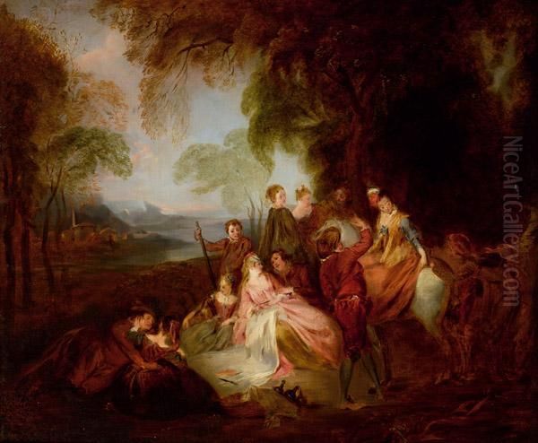 Fete Galante Oil Painting by Watteau, Jean Antoine