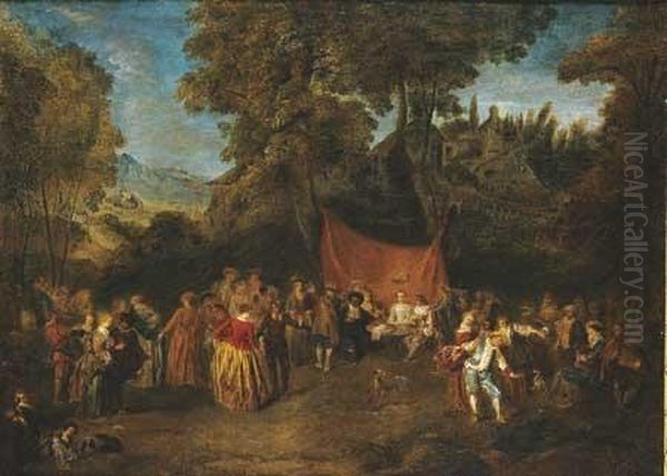 L'accordee Du Village Oil Painting by Watteau, Jean Antoine