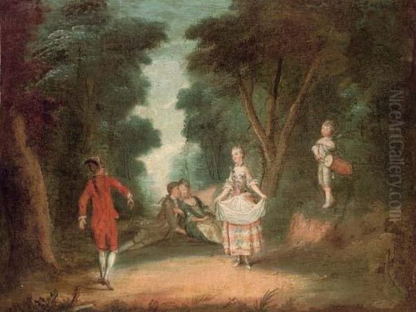 A Fete Champetre Oil Painting by Watteau, Jean Antoine