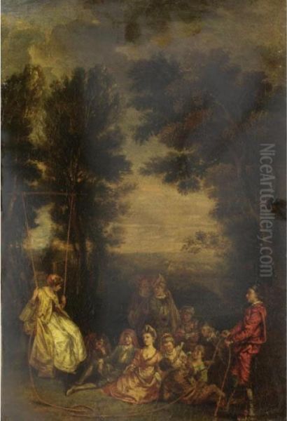 Il Gioco Dell'altalena (les Agreements De L'ete) Oil Painting by Watteau, Jean Antoine