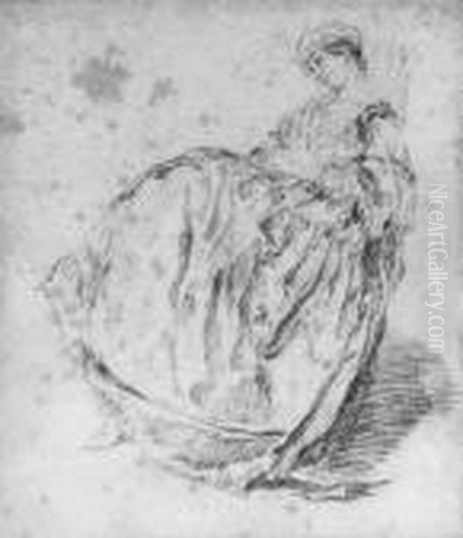 Studie Einer Sitzenden Oil Painting by Watteau, Jean Antoine