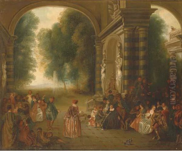 Les Plaisirs Du Bal Oil Painting by Watteau, Jean Antoine