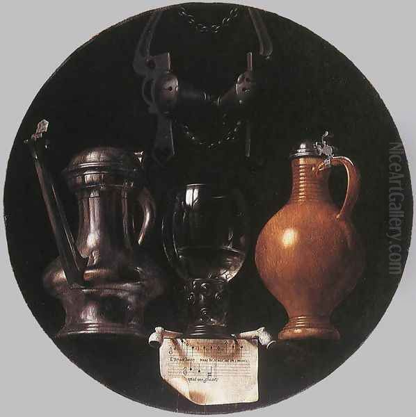 Emblematic Still-Life 1614 Oil Painting by Jan Symoonisz. (Johannes) Torrentius