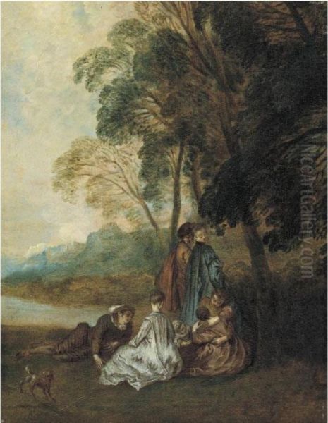 Fete Champetre Oil Painting by Watteau, Jean Antoine