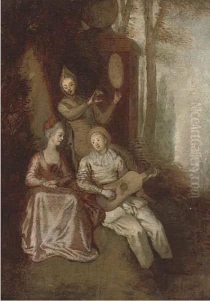 A Fete Galante Oil Painting by Watteau, Jean Antoine