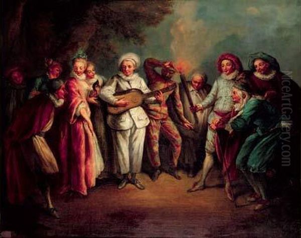 L'amour Au Theatre Italien Oil Painting by Watteau, Jean Antoine