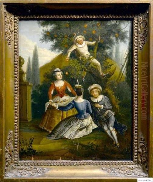 Figuren Im Park Mit Apfelbaum. Oil Painting by Watteau, Jean Antoine