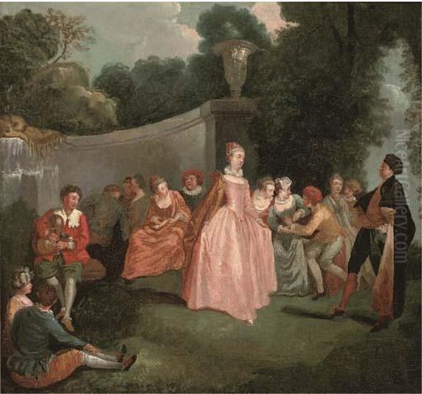 Les Fete Venitiennes Oil Painting by Watteau, Jean Antoine