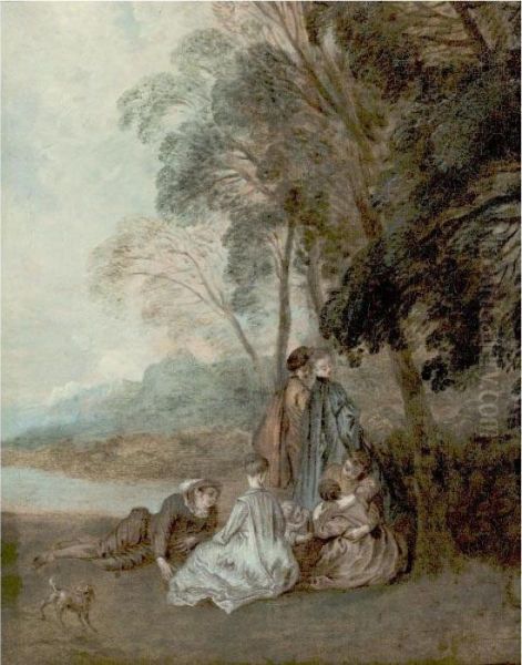 Fete Champetre Oil Painting by Watteau, Jean Antoine