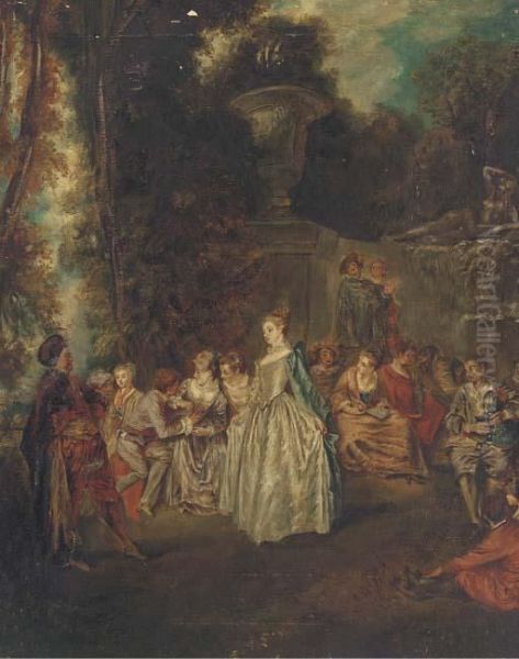 Les Fetes Venitiennes Oil Painting by Watteau, Jean Antoine