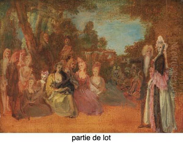 Esquisses: Assemblee De Personnages Dans Un Parc; Un Concert Dansun Parc Oil Painting by Watteau, Jean Antoine