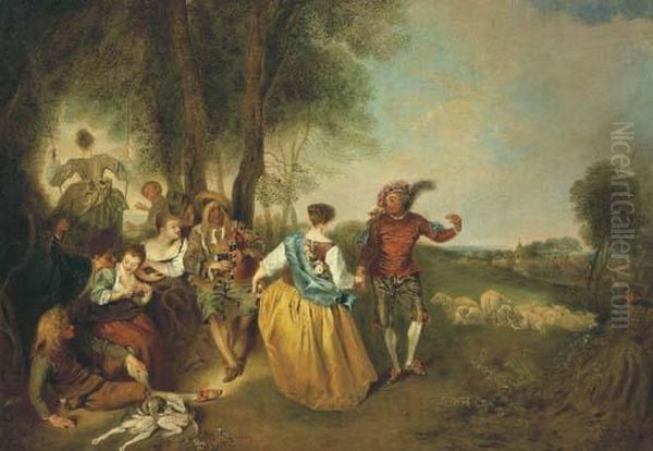 Les Bergers Oil Painting by Watteau, Jean Antoine