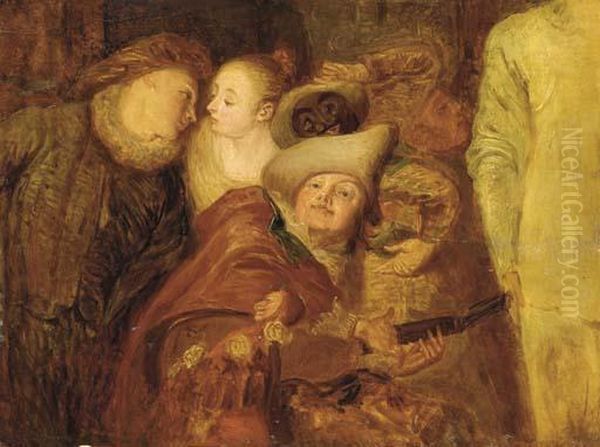 Study Of Actors From Comediens Italiens Oil Painting by Watteau, Jean Antoine