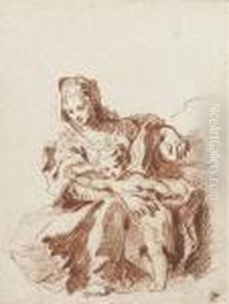 The Virgin And Child, After Schedoni Oil Painting by Watteau, Jean Antoine