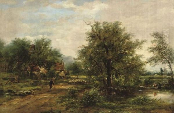 A Country Lane Oil Painting by Frederick Waters Watts