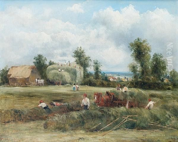 Haymakers Oil Painting by Frederick Waters Watts